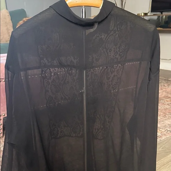 ASOS Design Black sheer, gothic style large shirt - Picture 6 of 9